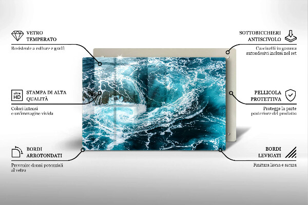 Chopping board glass Foamed water waves