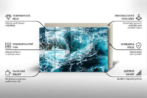 Chopping board glass Foamed water waves