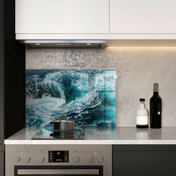 Chopping board glass Foamed water waves