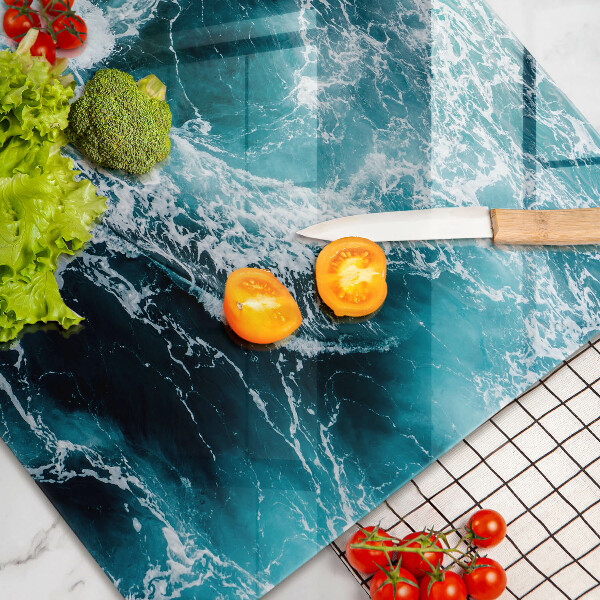 Chopping board glass Foamed water waves