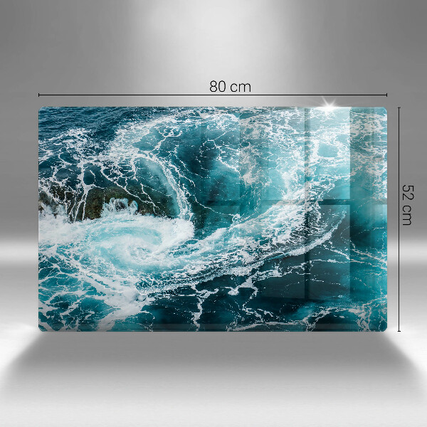 Chopping board glass Foamed water waves