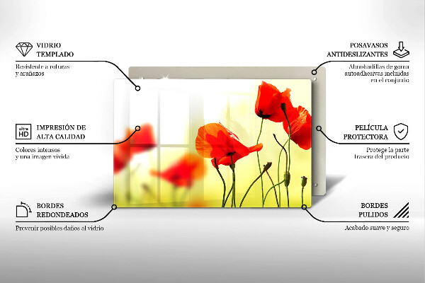 Cutting board Red flowers