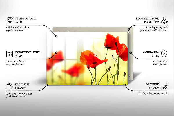 Cutting board Red flowers