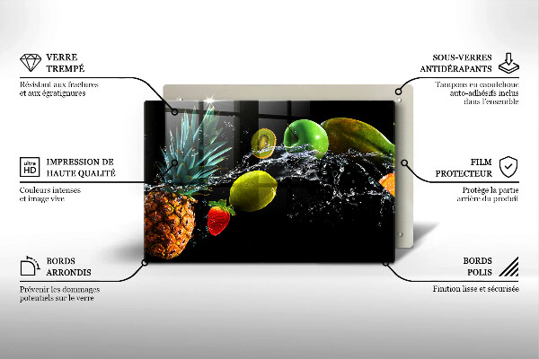 Chopping board glass Fruits in water