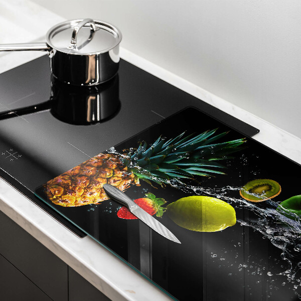 Chopping board glass Fruits in water
