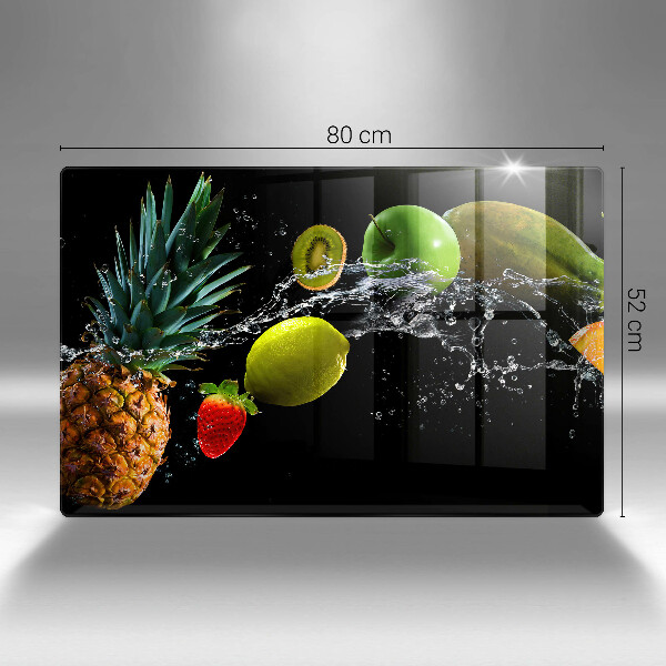 Chopping board glass Fruits in water