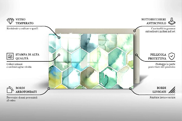Cutting board Watercolor hexagons