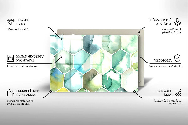 Cutting board Watercolor hexagons