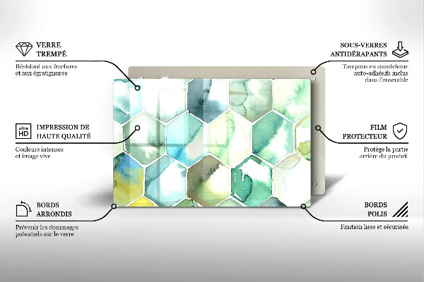 Cutting board Watercolor hexagons