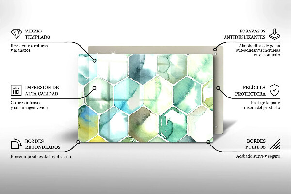Cutting board Watercolor hexagons