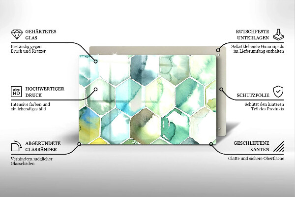 Cutting board Watercolor hexagons
