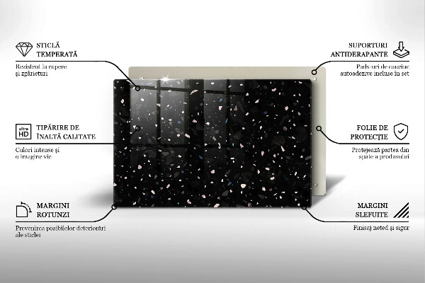 Chopping board glass Dark stone