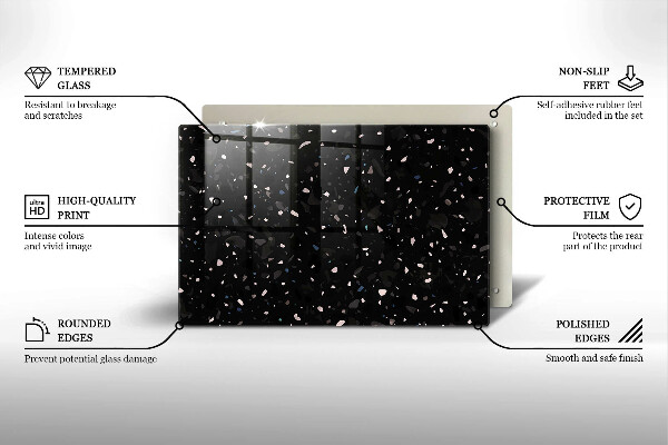 Chopping board glass Dark stone