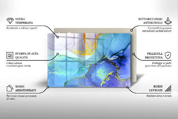 Chopping board glass Cracked stone gold