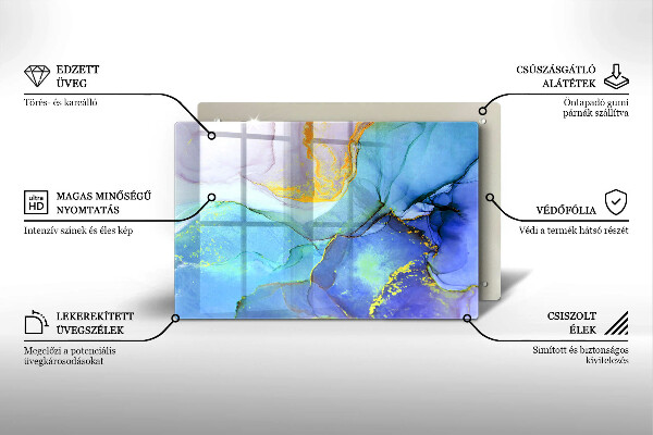 Chopping board glass Cracked stone gold