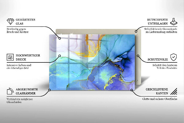 Chopping board glass Cracked stone gold