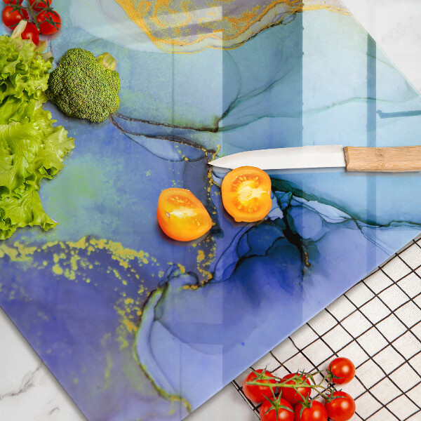 Chopping board glass Cracked stone gold