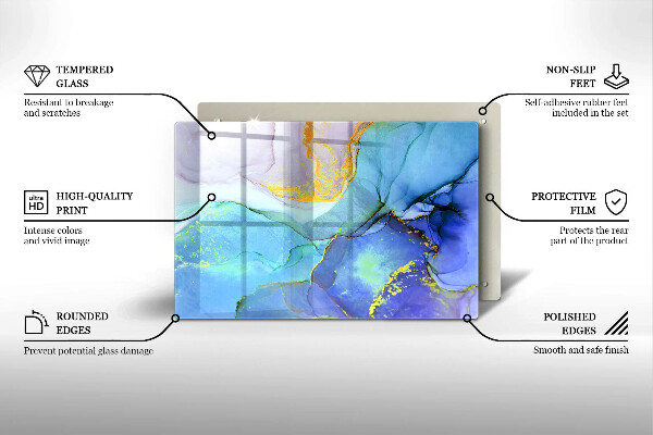 Chopping board glass Cracked stone gold