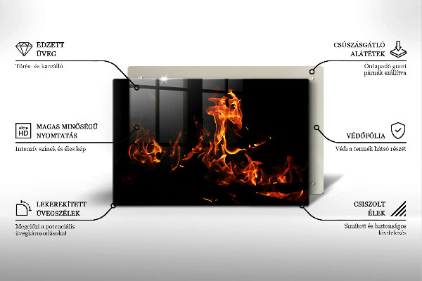 Chopping board glass Fire flame
