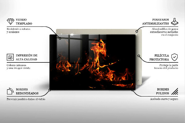 Chopping board glass Fire flame