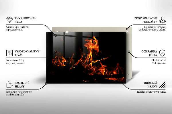 Chopping board glass Fire flame