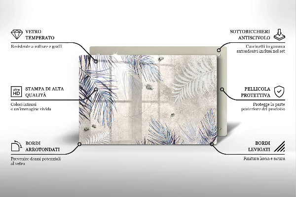 Chopping board glass Subtle leaves