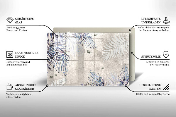 Chopping board glass Subtle leaves