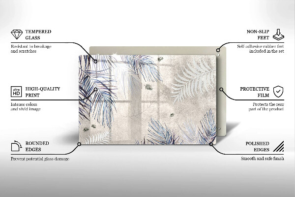 Chopping board glass Subtle leaves