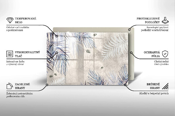 Chopping board glass Subtle leaves