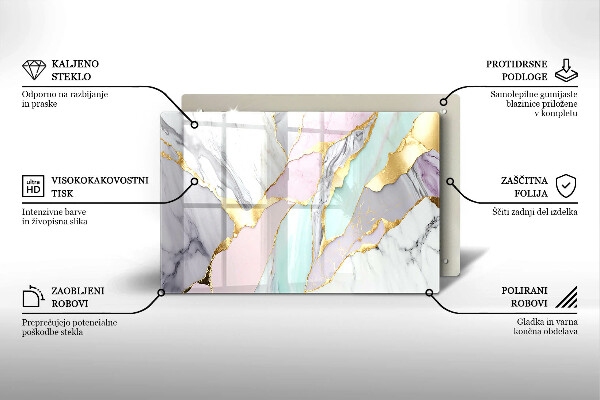 Chopping board glass Pastel marble