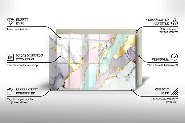 Chopping board glass Pastel marble