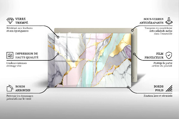 Chopping board glass Pastel marble