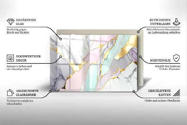 Chopping board glass Pastel marble