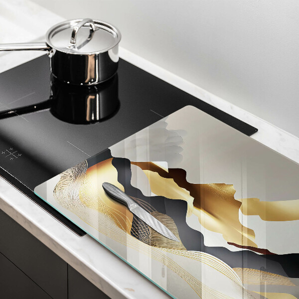 Chopping board glass Abstraction of golden mountains