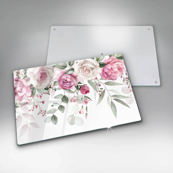 Chopping board glass Watercolor roses