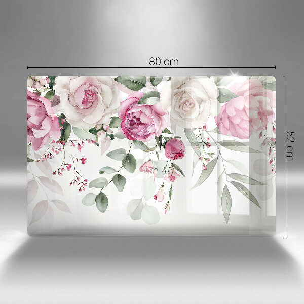 Chopping board glass Watercolor roses