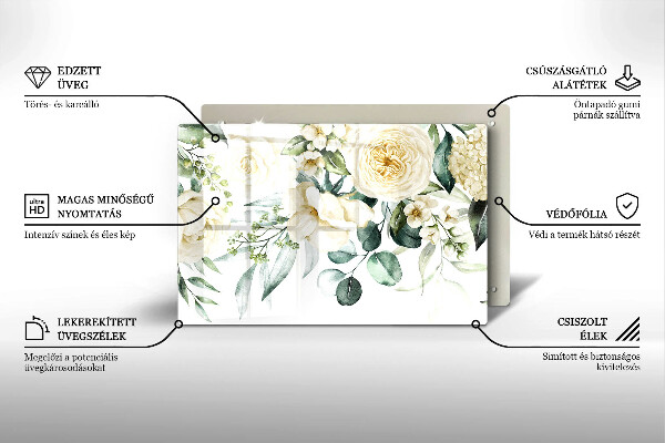 Chopping board glass Watercolor flowers