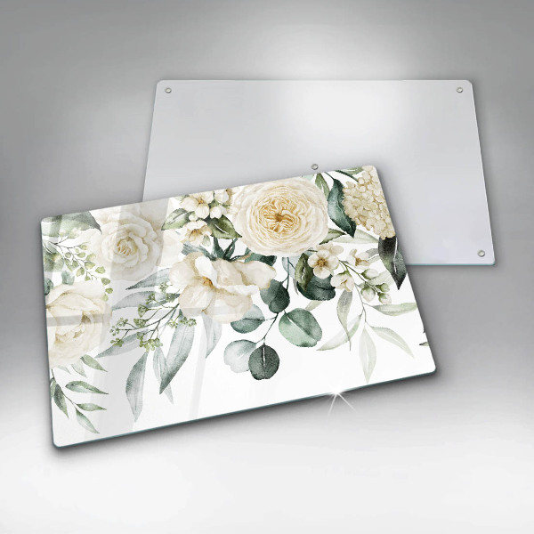 Chopping board glass Watercolor flowers