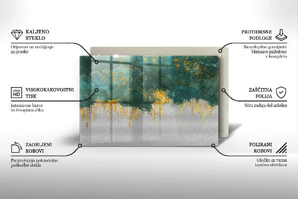 Chopping board glass Abstraction with gold