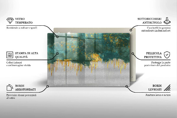Chopping board glass Abstraction with gold