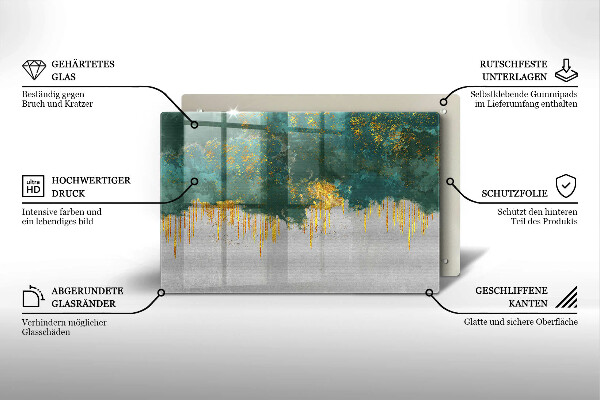 Chopping board glass Abstraction with gold