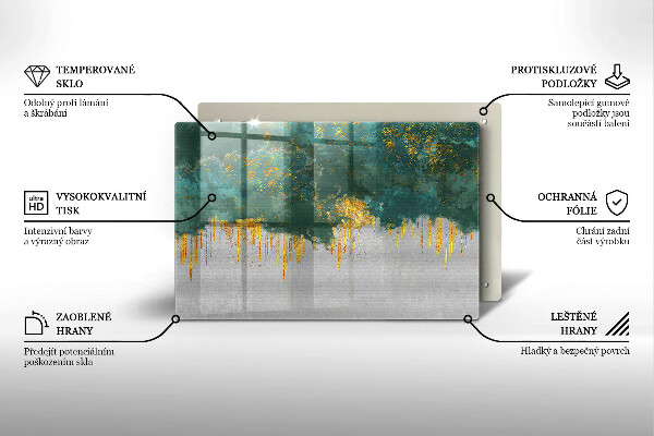 Chopping board glass Abstraction with gold