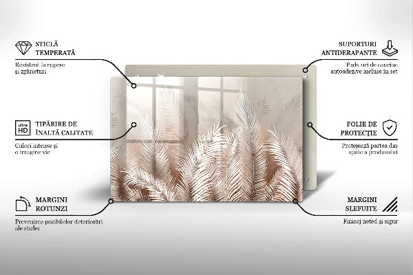 Chopping board glass Boho leaf vegetation