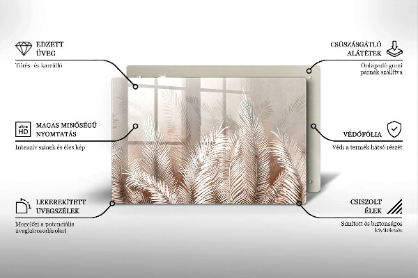 Chopping board glass Boho leaf vegetation