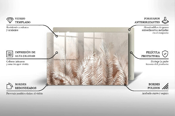 Chopping board glass Boho leaf vegetation