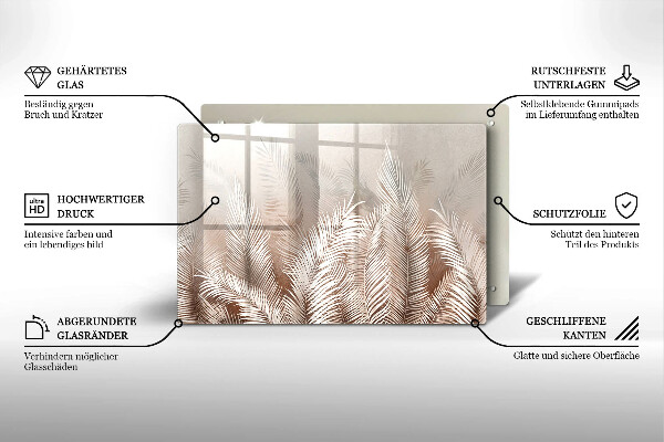 Chopping board glass Boho leaf vegetation