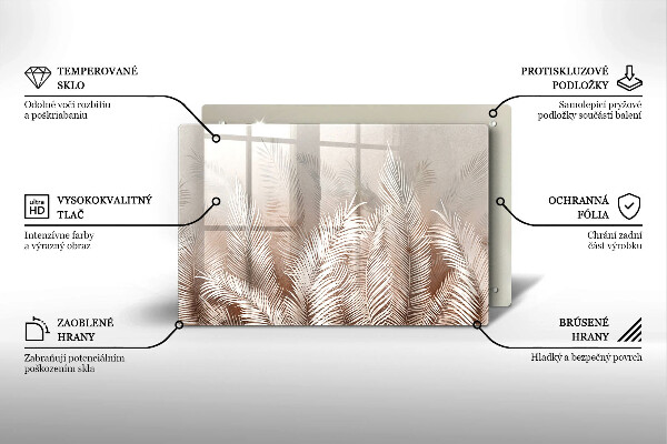 Chopping board glass Boho leaf vegetation