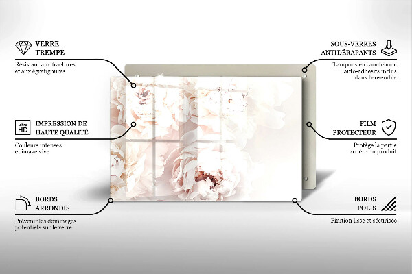 Worktop saver Pastel peonies