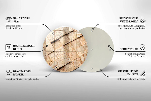Chopping board glass Wooden squares