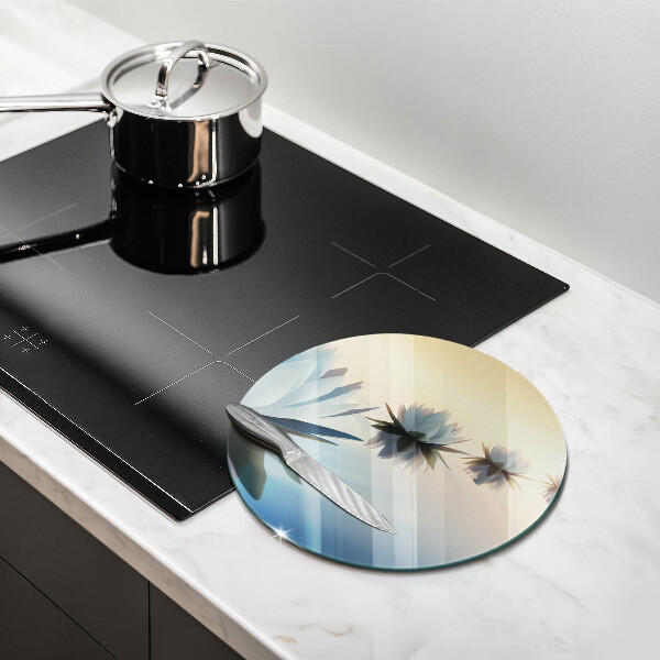 Chopping board glass Lilie flowers on the water